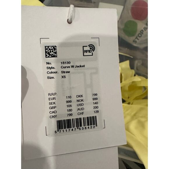 RAINS Curve W Jacket Straw Yellow Raincoat XS NWT - Picture 7 of 7